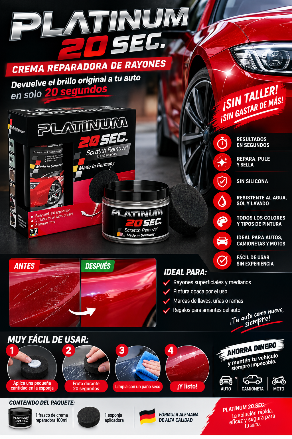Crema Reparadora De Rayones Autos 100ml