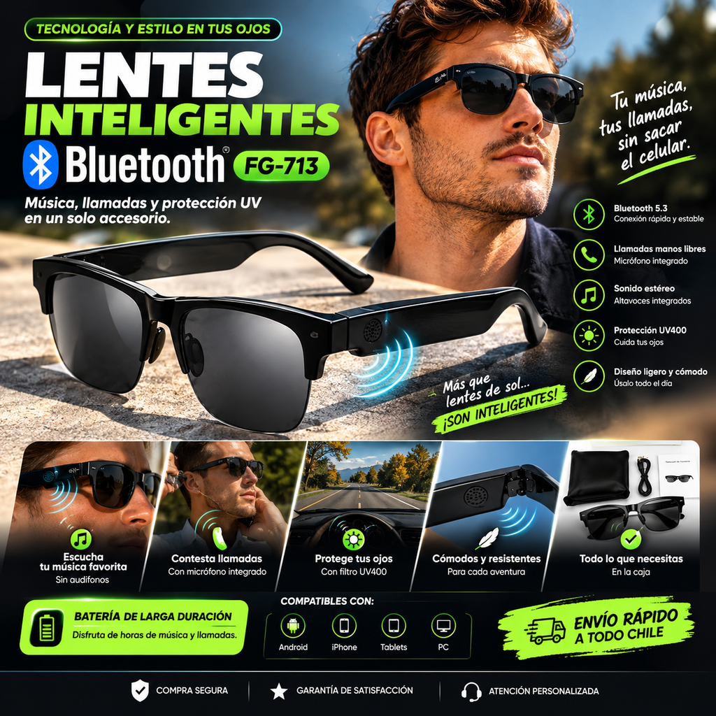 Lentes Inteligentes Bluetooth FG-713 | Música y Llamadas