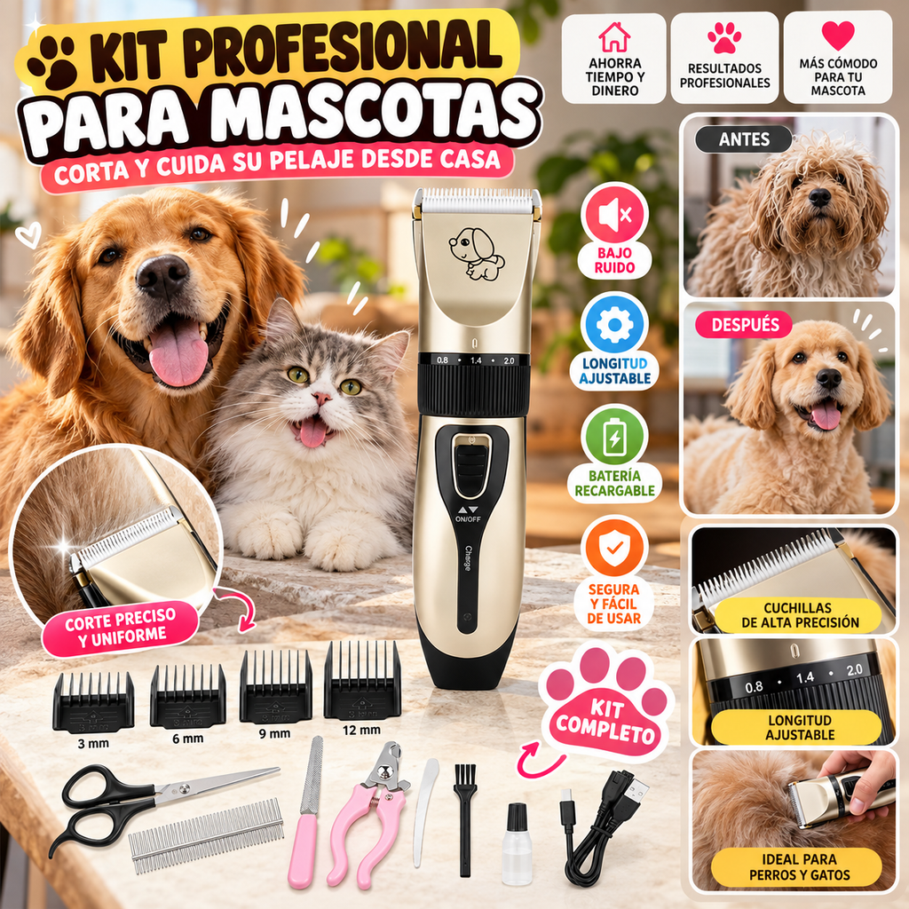 Kit Profesional Cortadora Pelo Mascota
